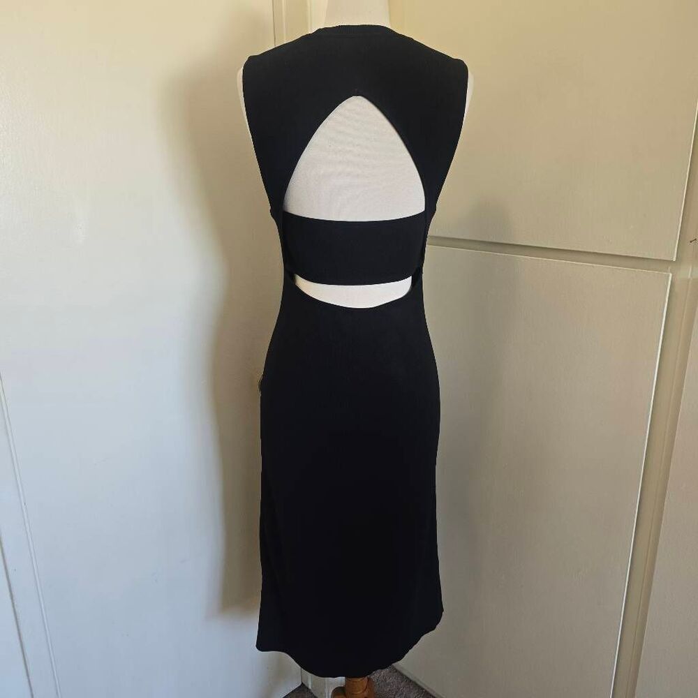 Rachel by Rachel Roy Blk Knit Slvls Sheath Dress, Back Cut Outs, Midi, NWOT, L